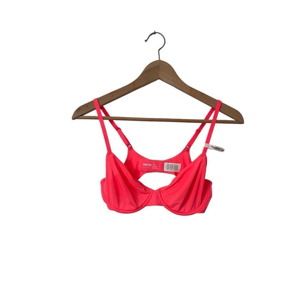 Aerie Smoothez Neon Coral Pink Full Coverage Bra Size 36B New